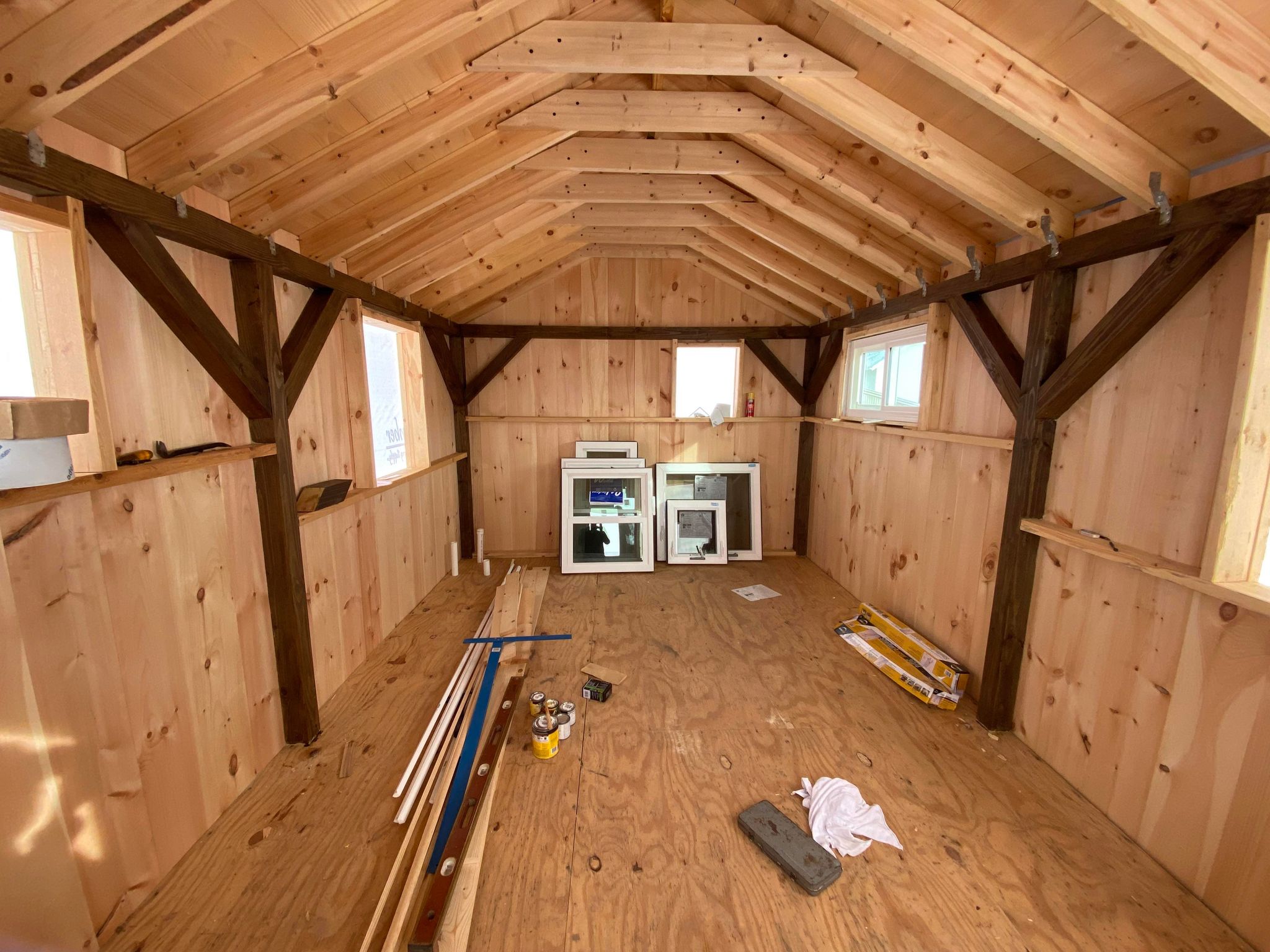 Izba Build Recap: Interior Staining and Ceiling Insulation